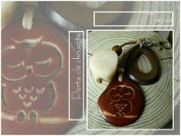 26.porte clé chouette découpée dans une graine de tagua